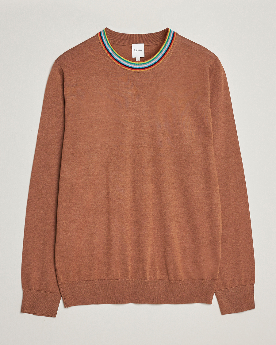 Herre |  | Paul Smith | Wool/Silk Knitted Crew Neck Brown