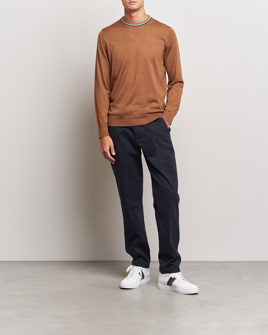 Herre | Gensere | Paul Smith | Wool/Silk Knitted Crew Neck Brown