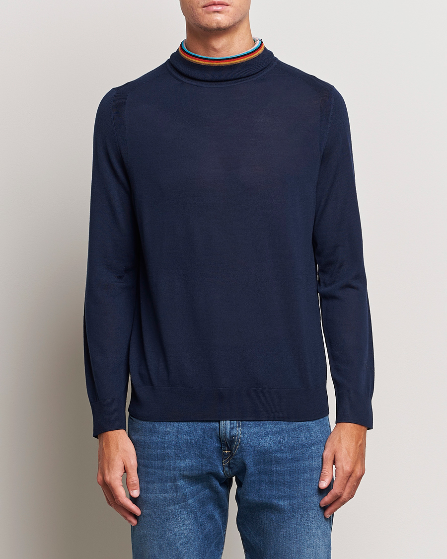 Herre |  | Paul Smith | Merino Wool Knitted Polo Navy