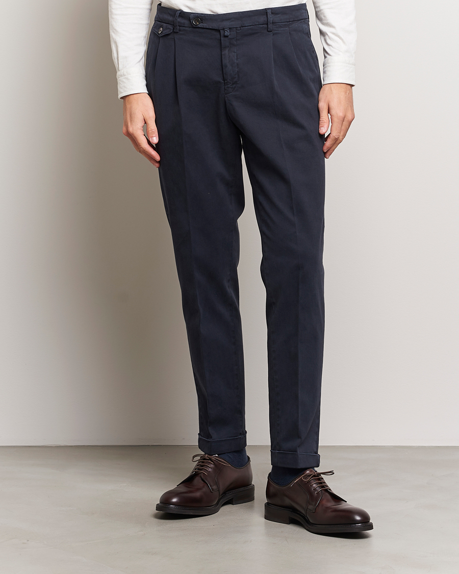 Herre |  | Briglia 1949 | Easy Fit Pleated Cotton Stretch Chino Navy