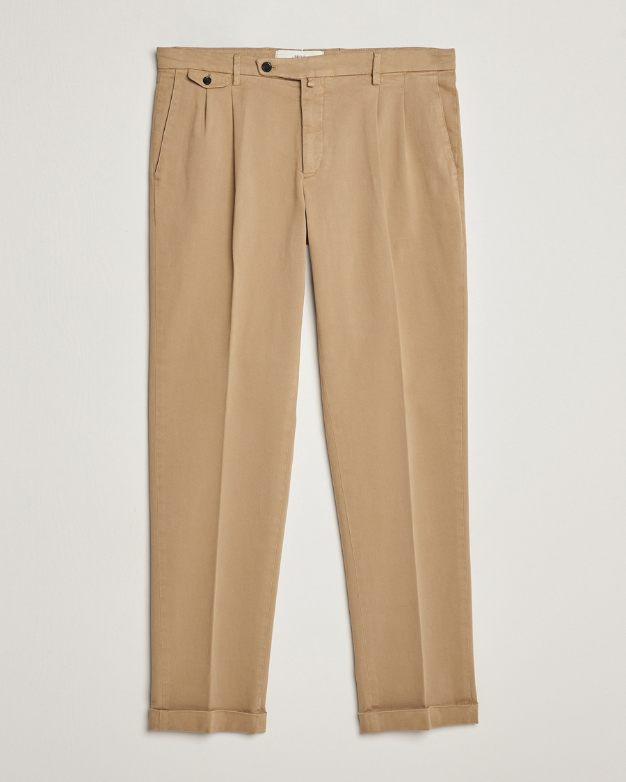 Herre | | Briglia 1949 | Easy Fit Pleated Cotton Stretch Chino Beige