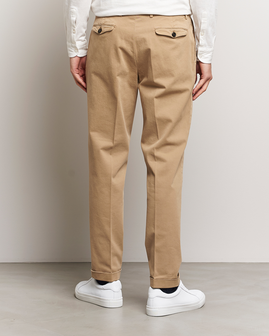 Herre | Bukser | Briglia 1949 | Easy Fit Pleated Cotton Stretch Chino Beige