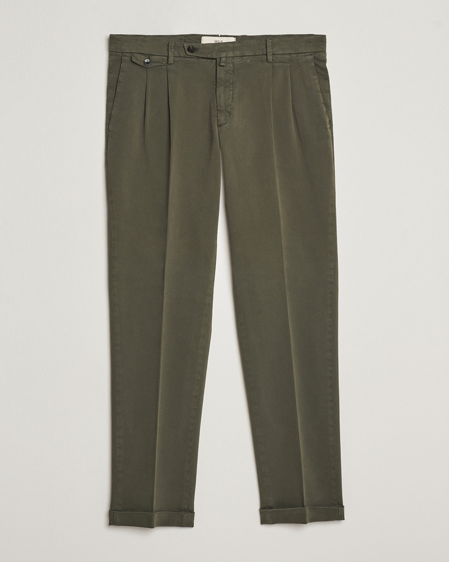 Herre | Bukser | Briglia 1949 | Easy Fit Pleated Cotton Stretch Chino Military