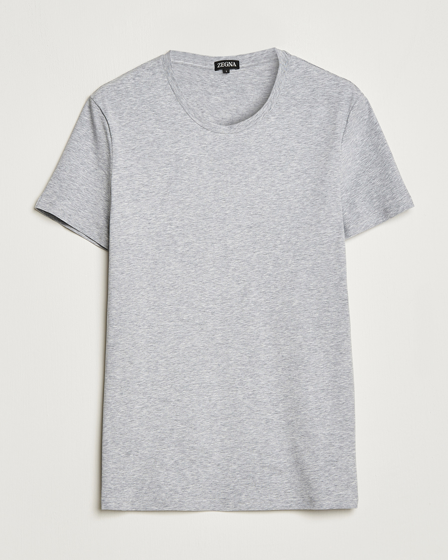 Herre | T-Shirts | Zegna | Stretch Cotton Round Neck T-Shirt Grey Melange