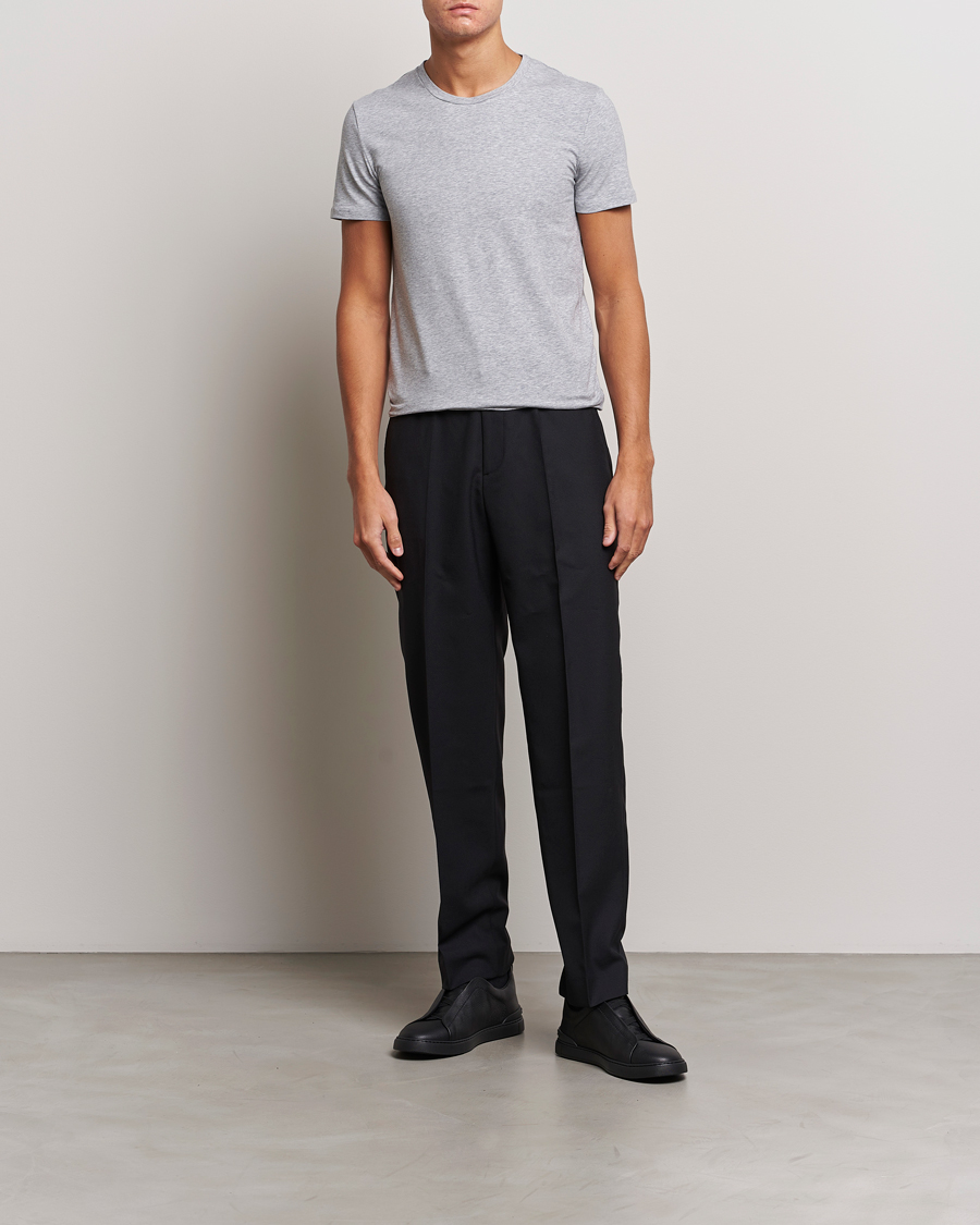 Herre | T-Shirts | Zegna | Stretch Cotton Round Neck T-Shirt Grey Melange