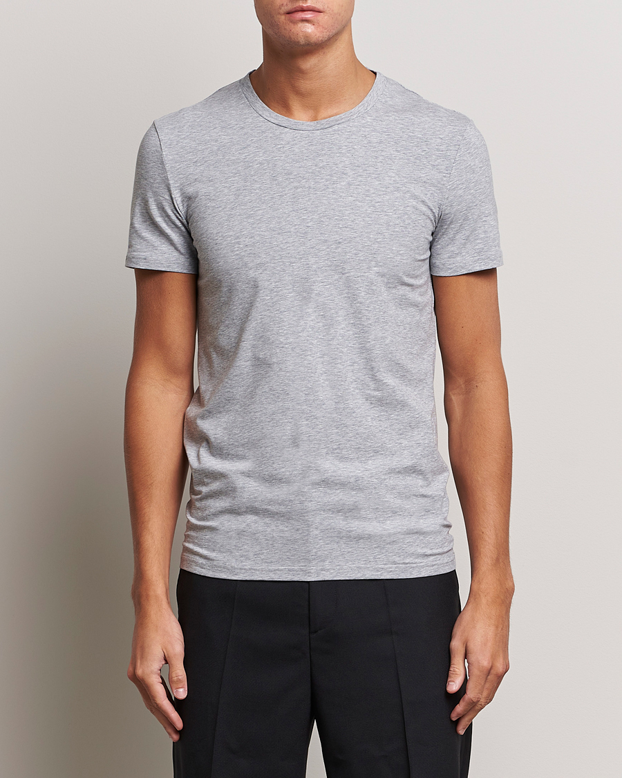 Herre | T-Shirts | Zegna | Stretch Cotton Round Neck T-Shirt Grey Melange