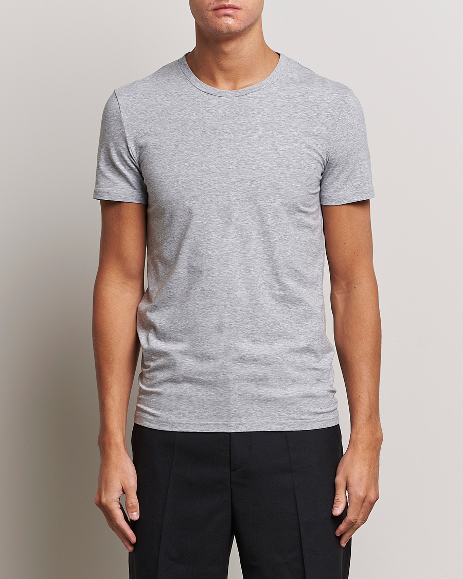 Men | Zegna | Zegna | Stretch Cotton Round Neck T-Shirt Grey Melange