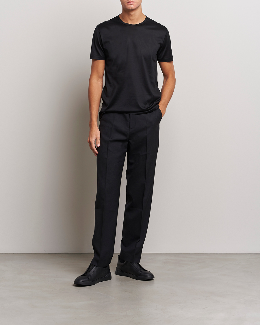 Herre | T-Shirts | Zegna | Filoscozia Pure Cotton Round Neck T-Shirt Black