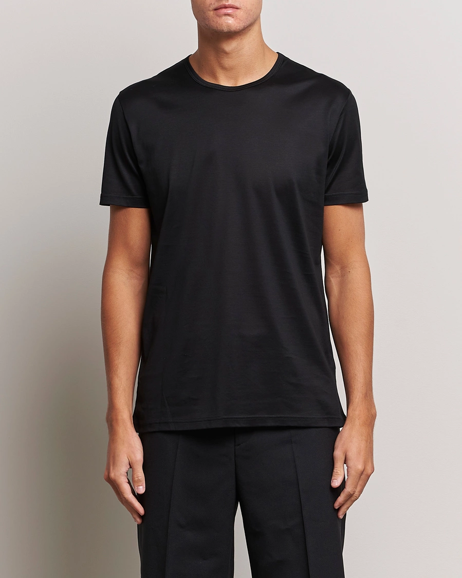 Herre | Kortermede t-shirts | Zegna | Filoscozia Pure Cotton Round Neck T-Shirt Black