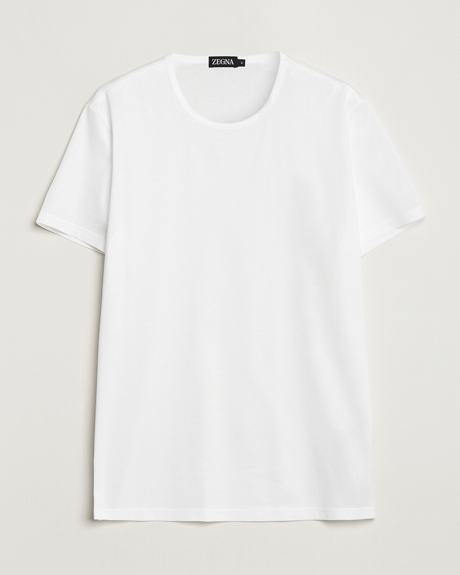 Herre |  | Zegna | Filoscozia Pure Cotton Round Neck T-Shirt White