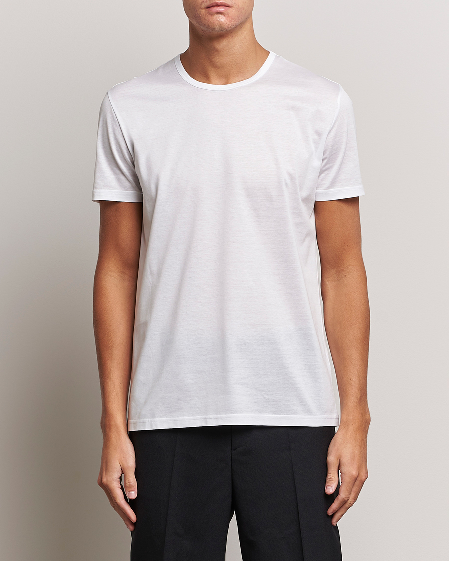 Herre | Kortermede t-shirts | Zegna | Filoscozia Pure Cotton Round Neck T-Shirt White