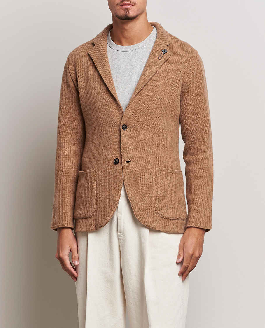 Herre | Jakke og bukse | Lardini | Knitted Cashmere Blazer Beige