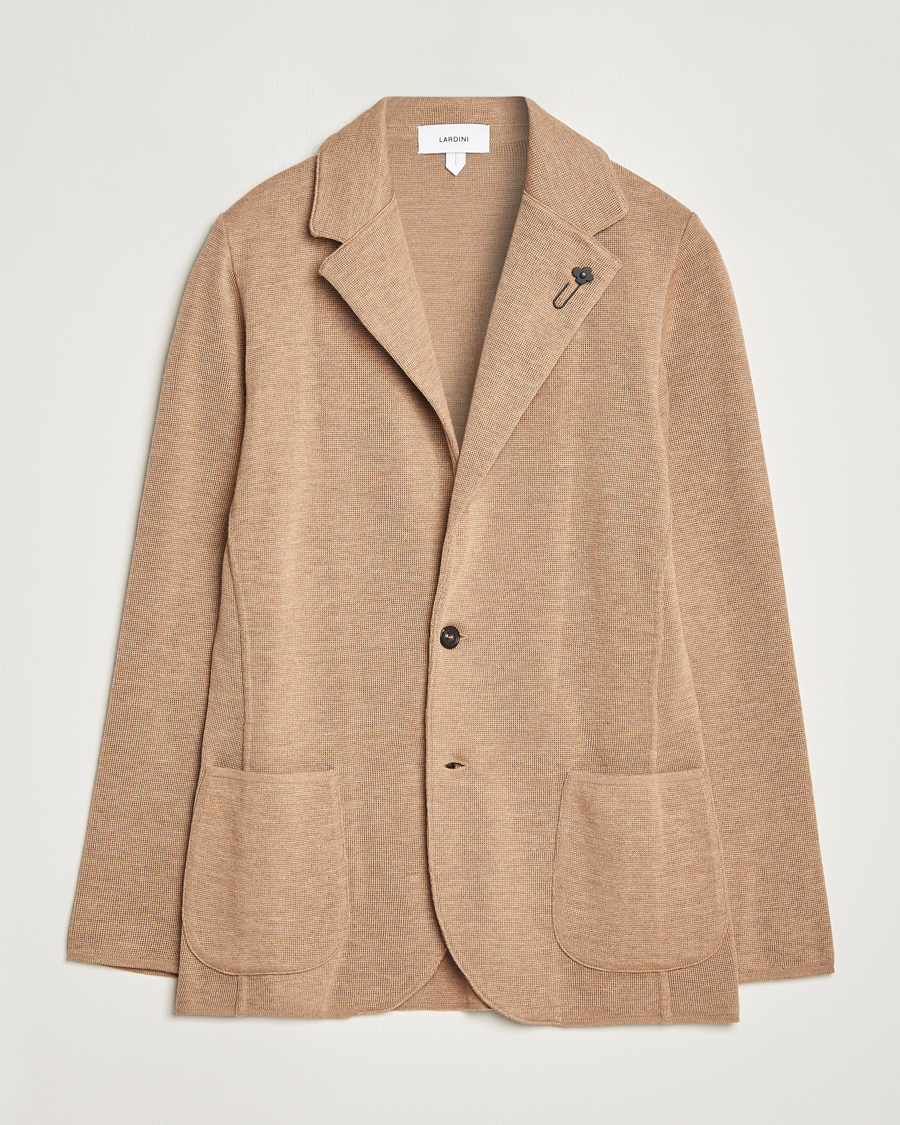 Herre | Dressjakker | Lardini | Knitted Wool Blazer Beige
