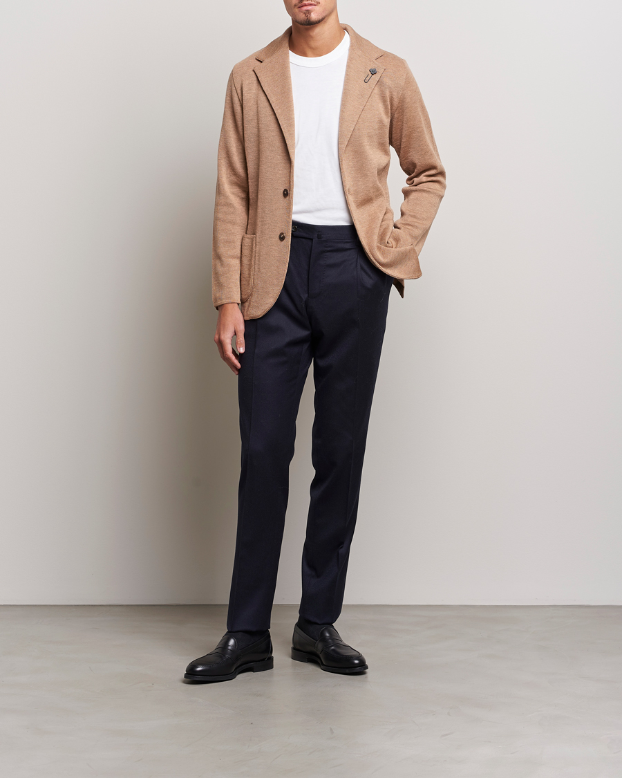 Herre | Dressjakker | Lardini | Knitted Wool Blazer Beige