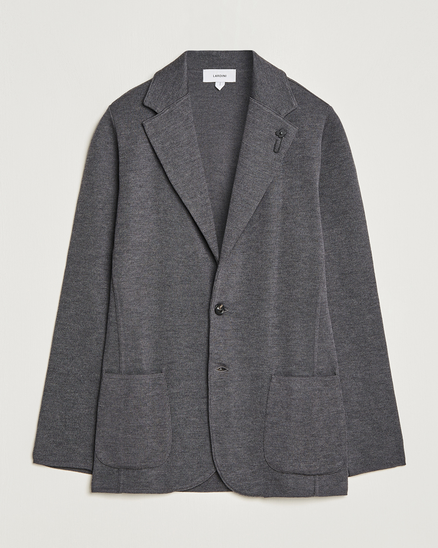 Herre | Dressjakker | Lardini | Knitted Wool Blazer Grey