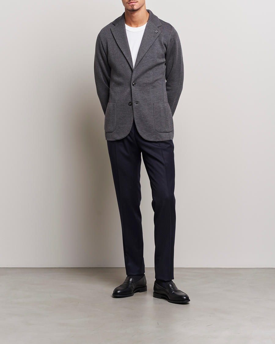 Herre | Dressjakker | Lardini | Knitted Wool Blazer Grey
