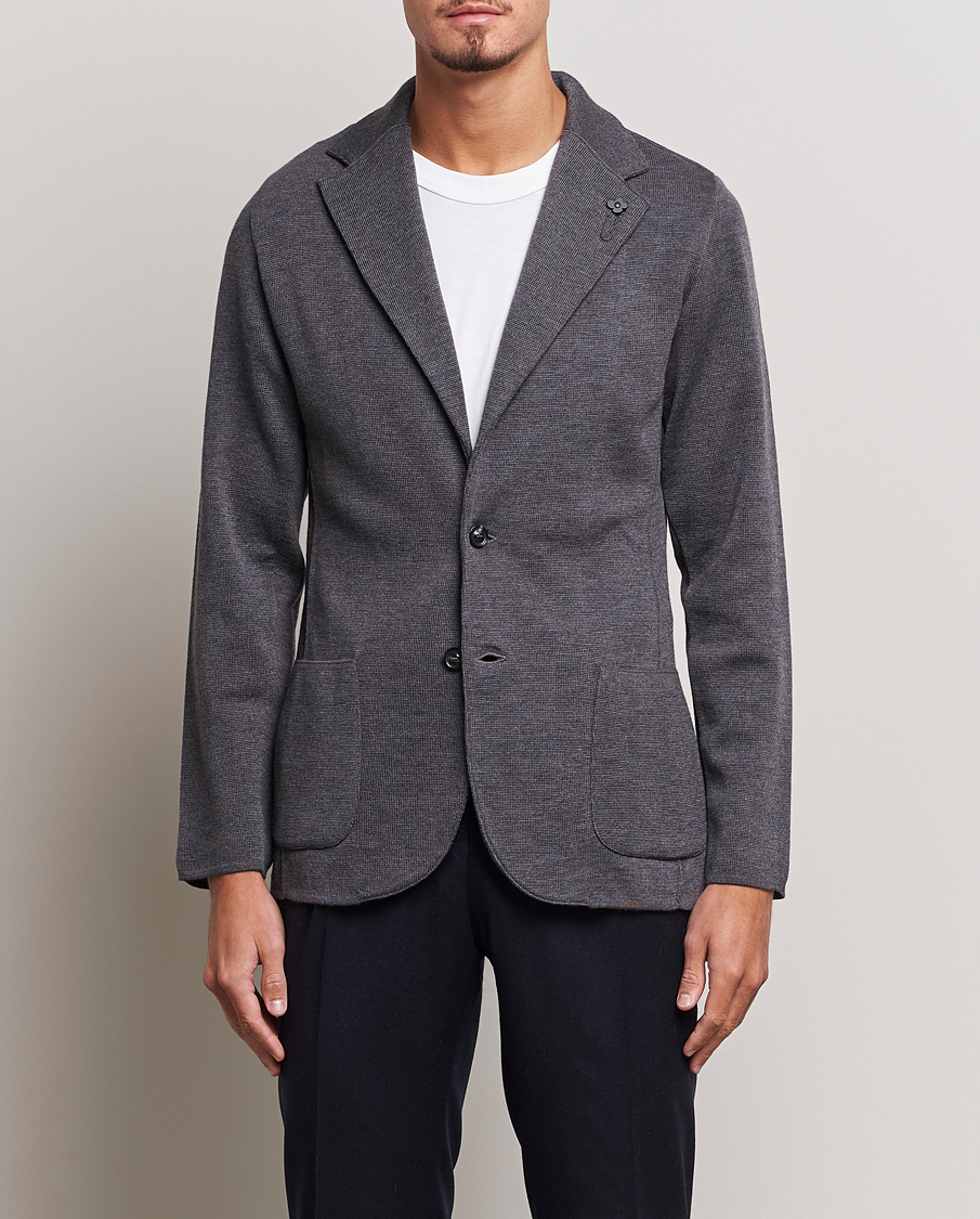 Herre | Dressjakker | Lardini | Knitted Wool Blazer Grey