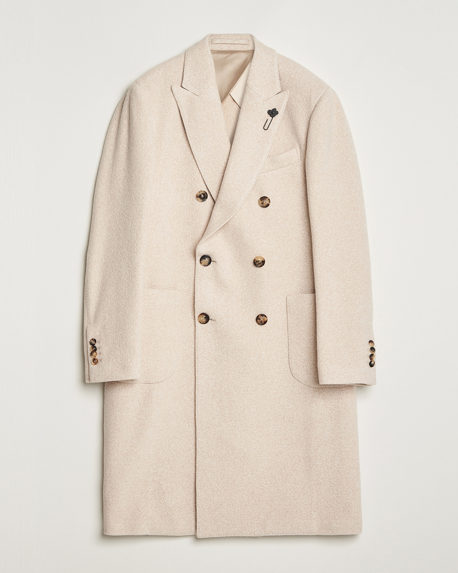 Herre | Jakker | Lardini | Wool/Silk/Cashmere Double Breasted Coat Beige