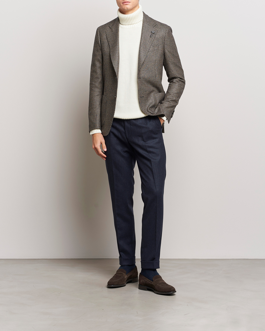 Herre | Dressjakker | Lardini | Checked Wool Blazer Brown/Navy