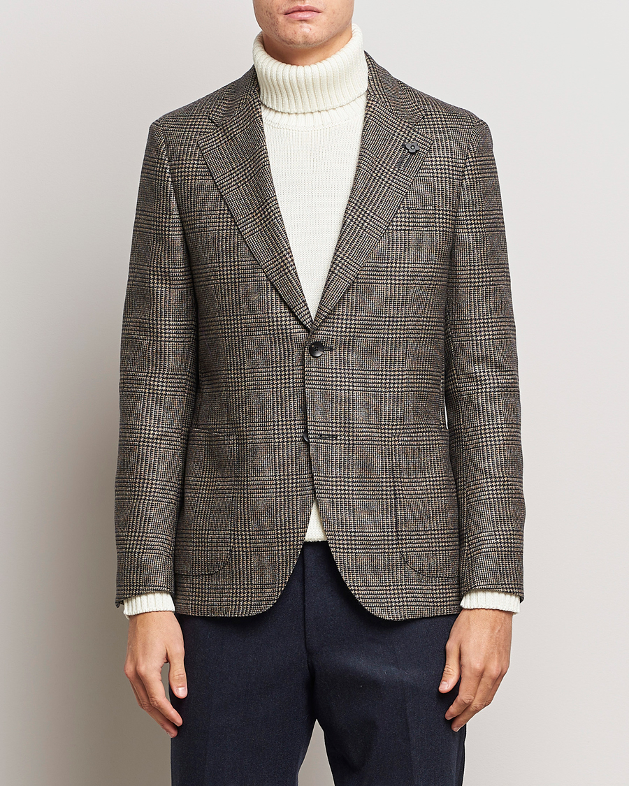 Herre | Dressjakker | Lardini | Checked Wool Blazer Brown/Navy