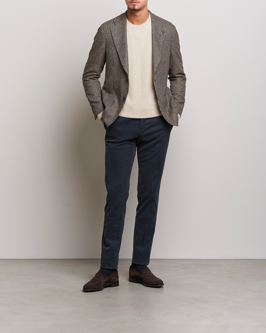 Herre | Dressjakker | Lardini | Wool/Silk/Cashmere Houndstooth Blazer Beige/Green