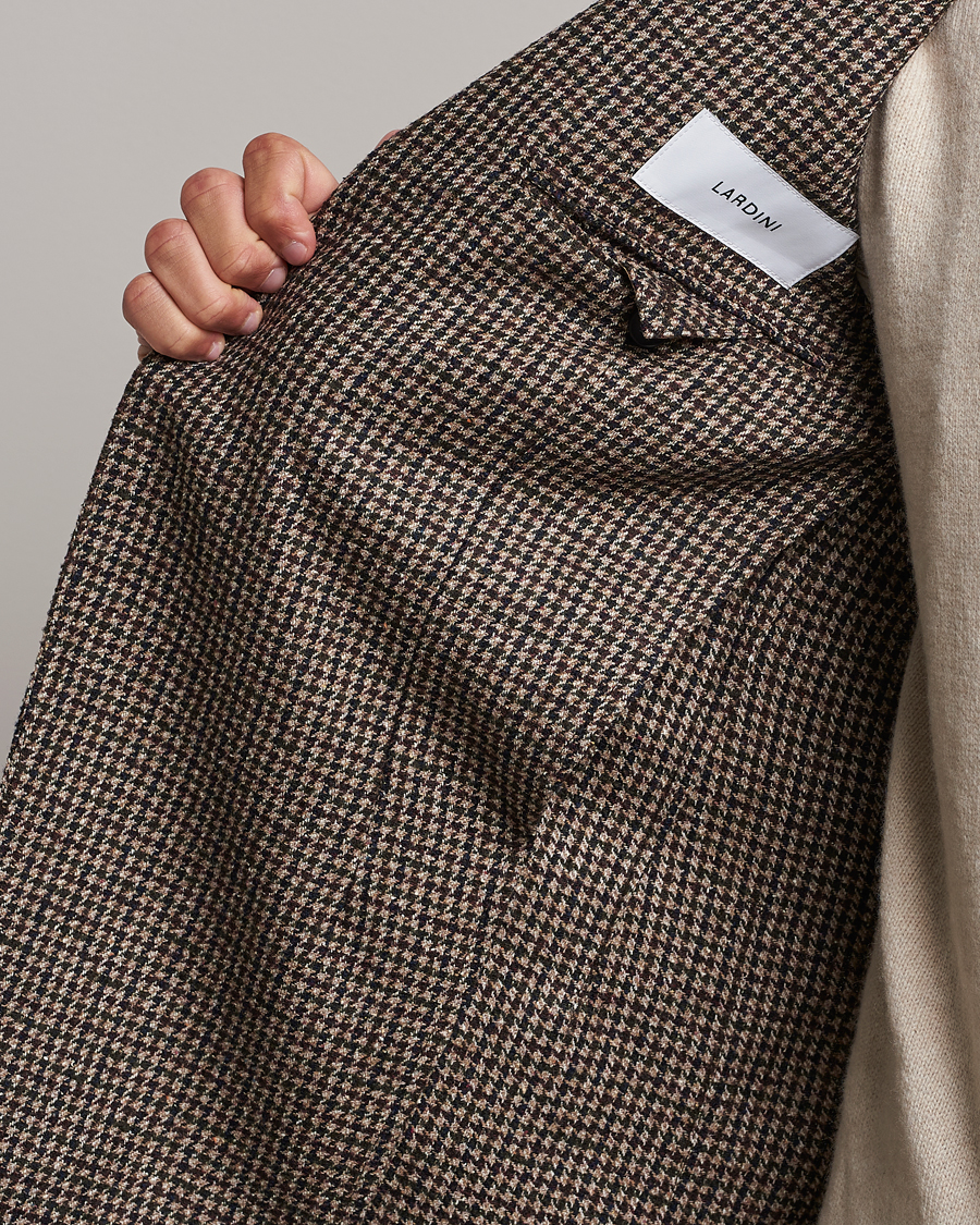 Herre | Dressjakker | Lardini | Wool/Silk/Cashmere Houndstooth Blazer Beige/Green