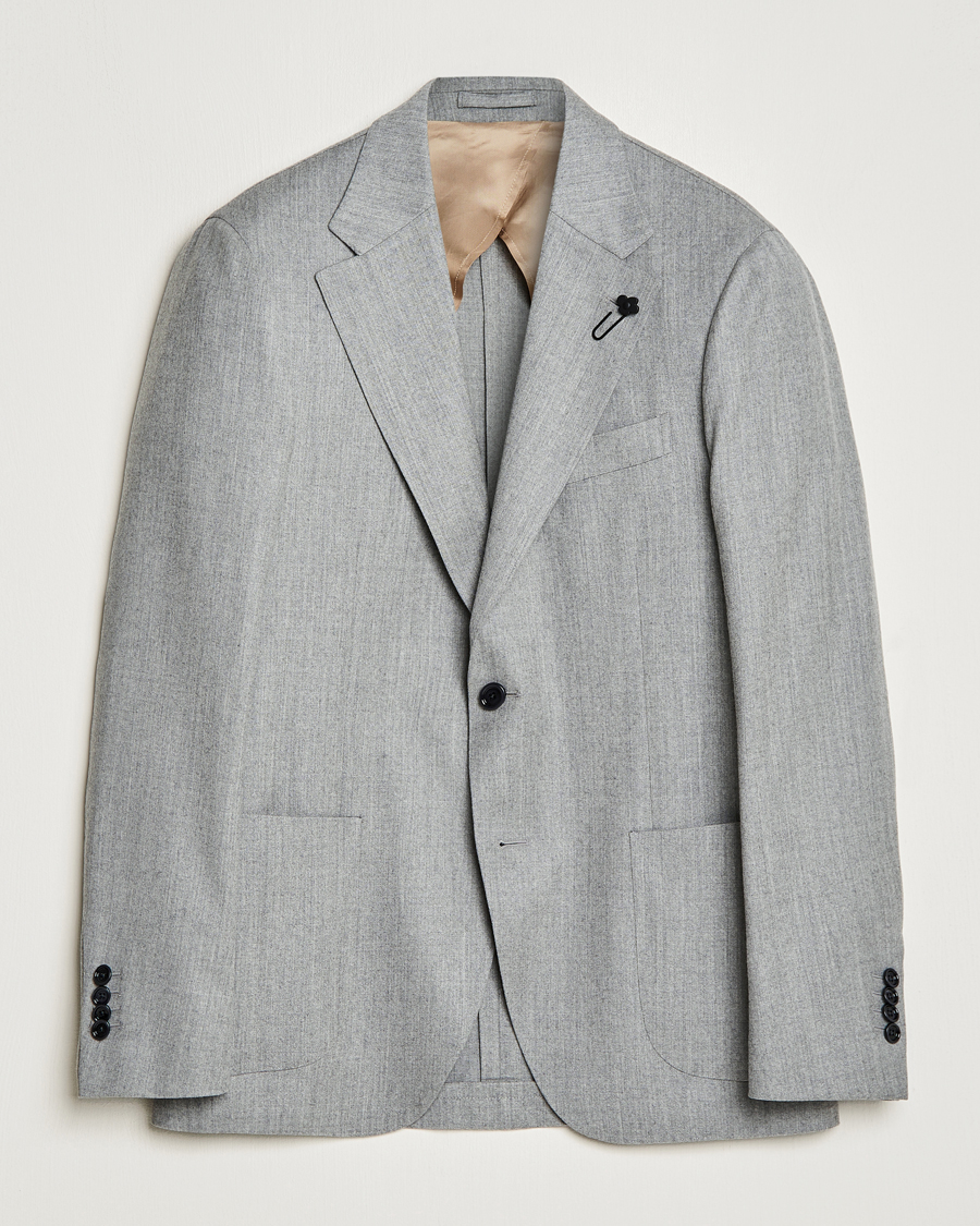 Herre | Dressjakker | Lardini | Wool/Cashmerer Flanell Blazer Light Grey