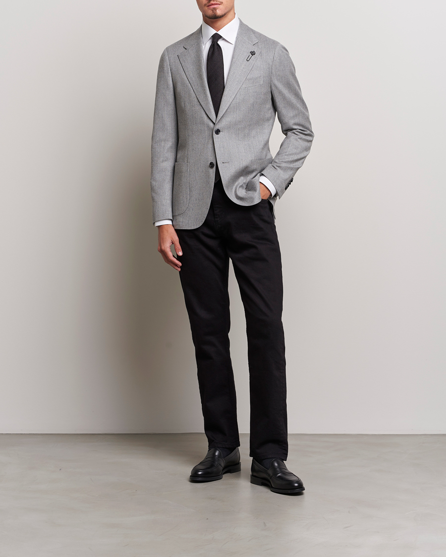Herre | Dressjakker | Lardini | Wool/Cashmerer Flanell Blazer Light Grey