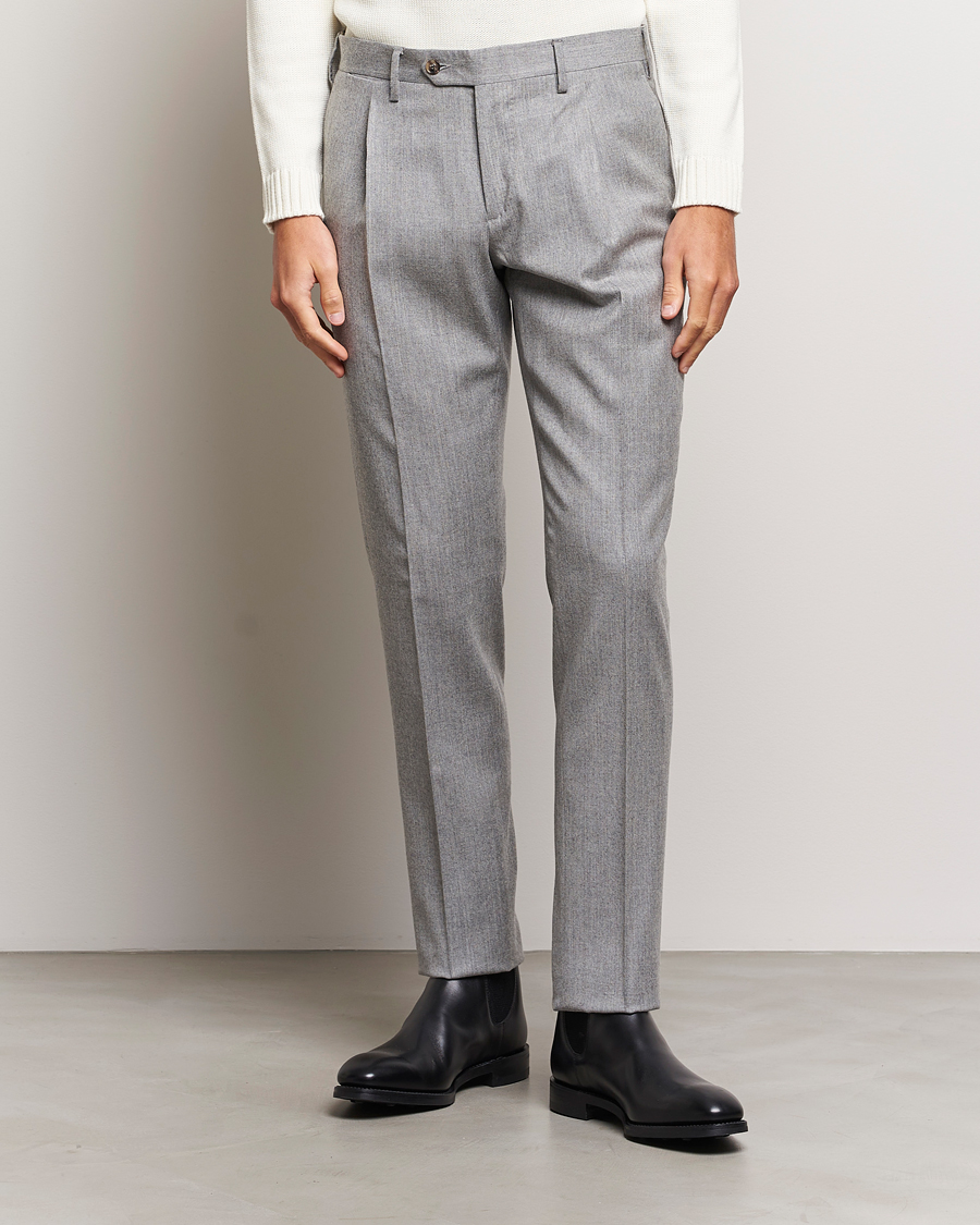 Herre | Lardini | Lardini | Wool/Cashmere One Pleat Trousers Light Grey