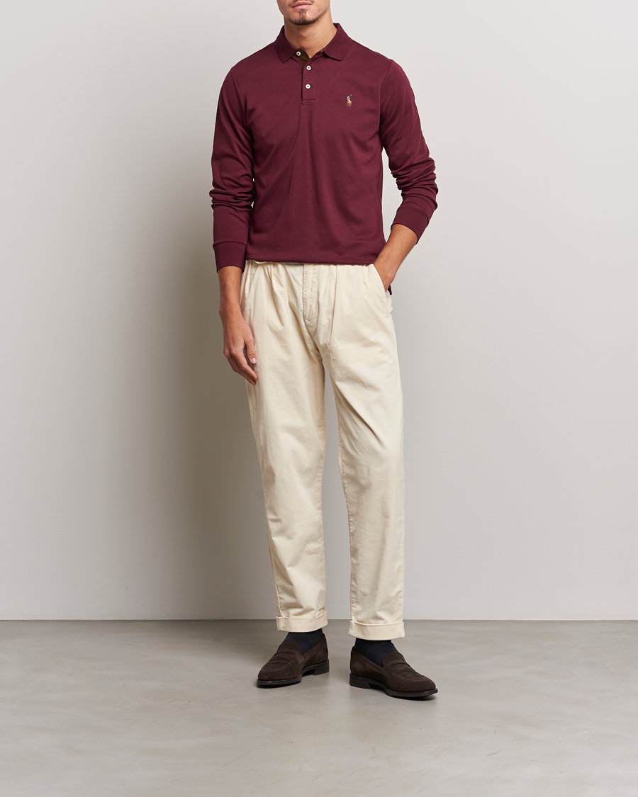 Herre | Gensere | Polo Ralph Lauren | Luxury Pima Cotton Long Sleeve Polo Harvard Wine