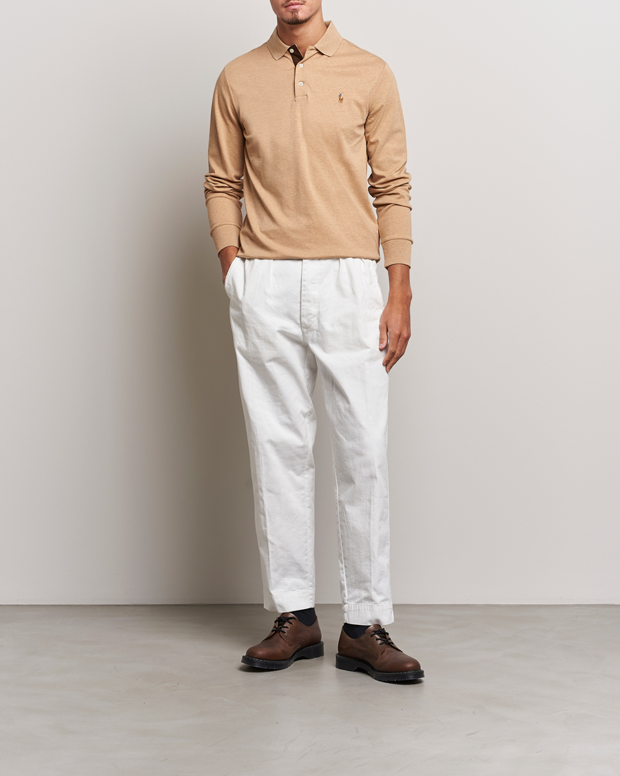 Herre | Gensere | Polo Ralph Lauren | Custom Slim Fit Long Sleeve Polo Camel Heather