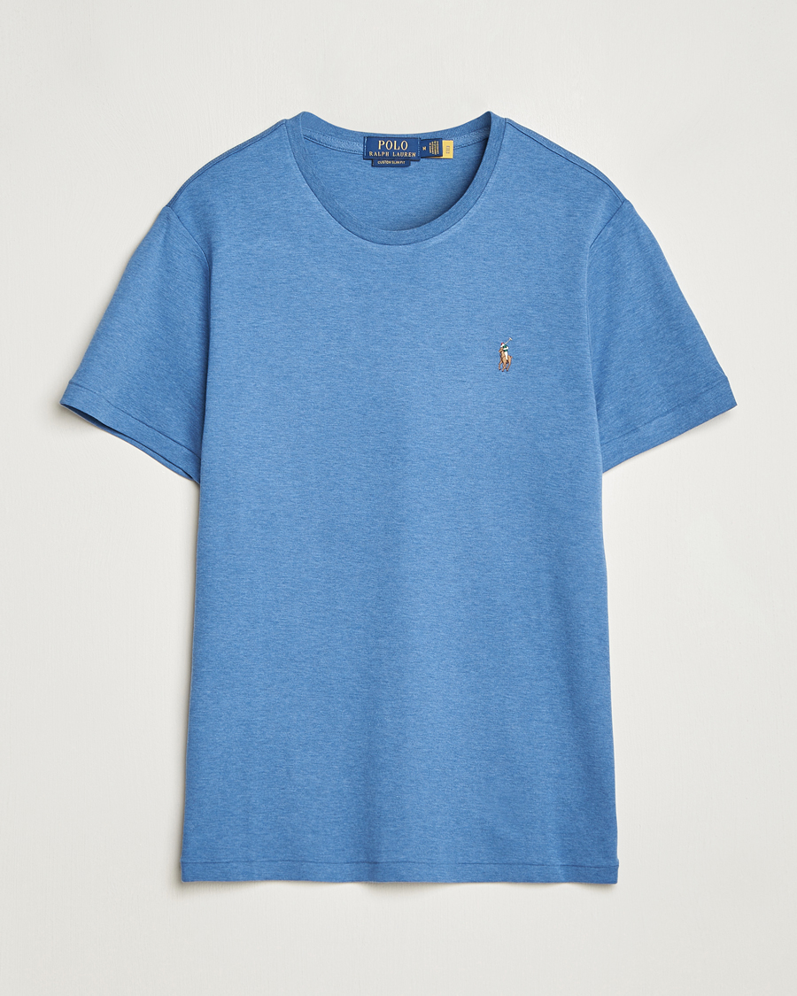 Herre |  | Polo Ralph Lauren | Luxury Pima Cotton Crew Neck T-Shirt Fog Blue Heather