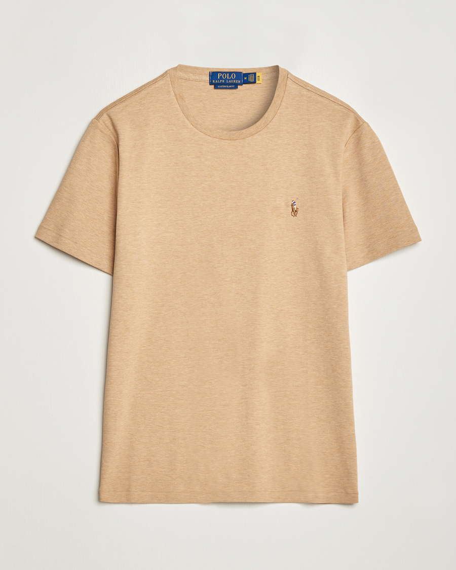 Herre |  | Polo Ralph Lauren | Luxury Pima Cotton Crew Neck T-Shirt Camel Heather