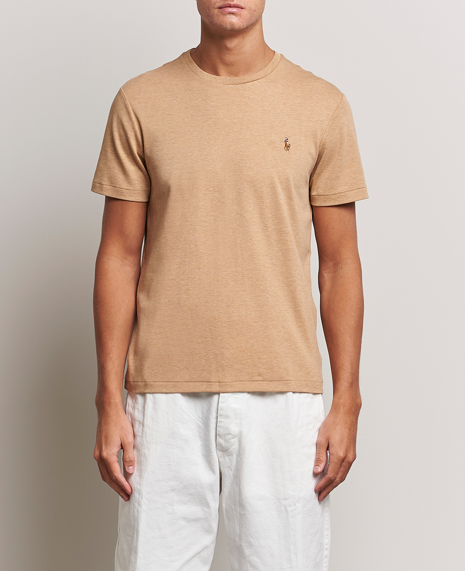 Herre |  | Polo Ralph Lauren | Luxury Pima Cotton Crew Neck T-Shirt Camel Heather