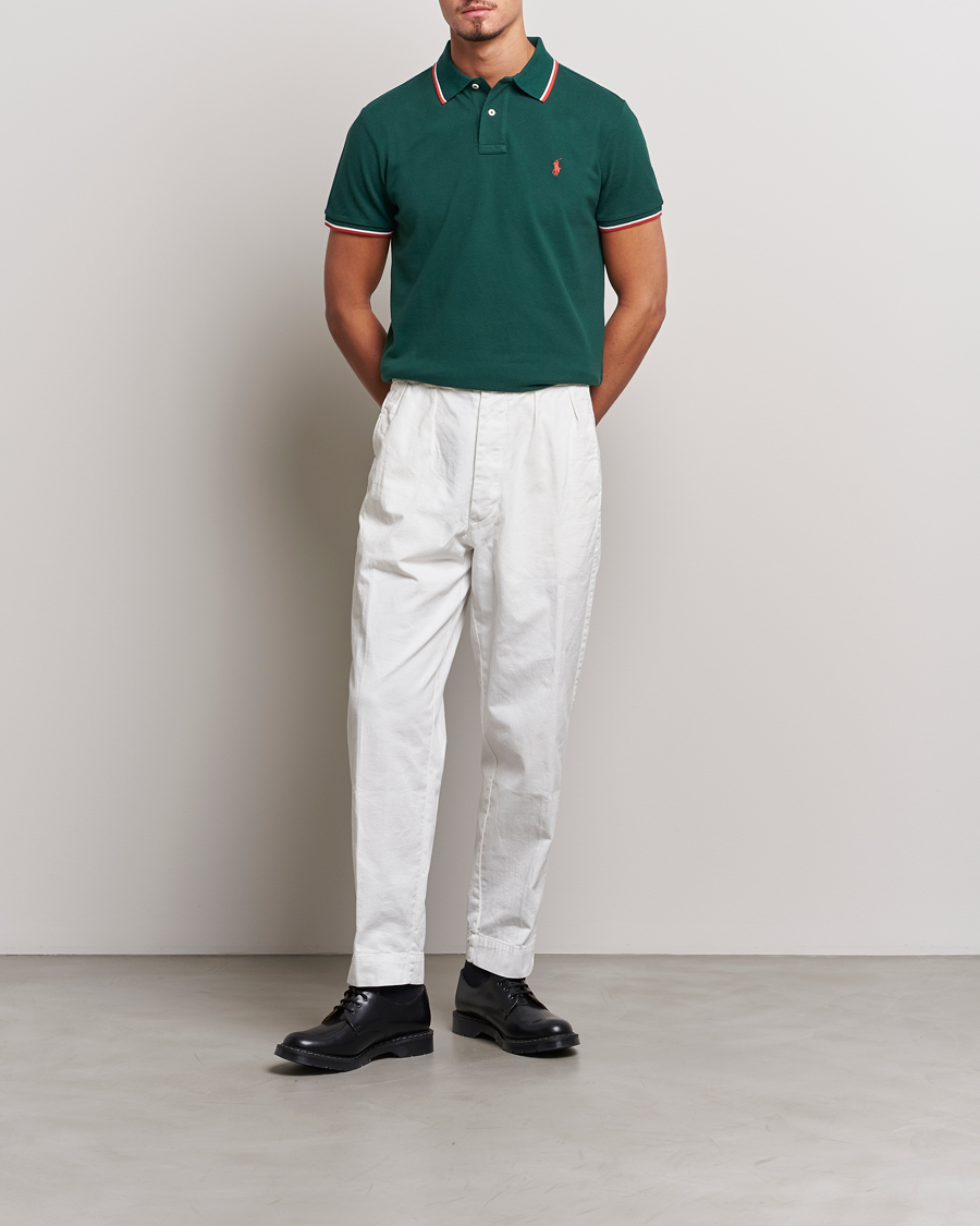 Herre | Pikéer | Polo Ralph Lauren | Custom Slim Fit Piped Polo Hunt Club Green