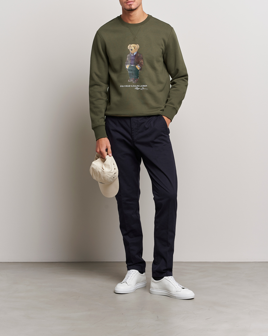 Herre | Gensere | Polo Ralph Lauren | Printed Denim Bear Sweatshirt Expedition Olive