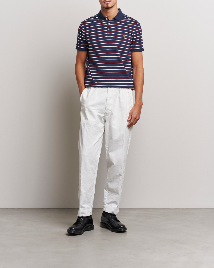 Herre | Pikéer | Polo Ralph Lauren | Luxury Pima Cotton Striped Polo French Navy/White