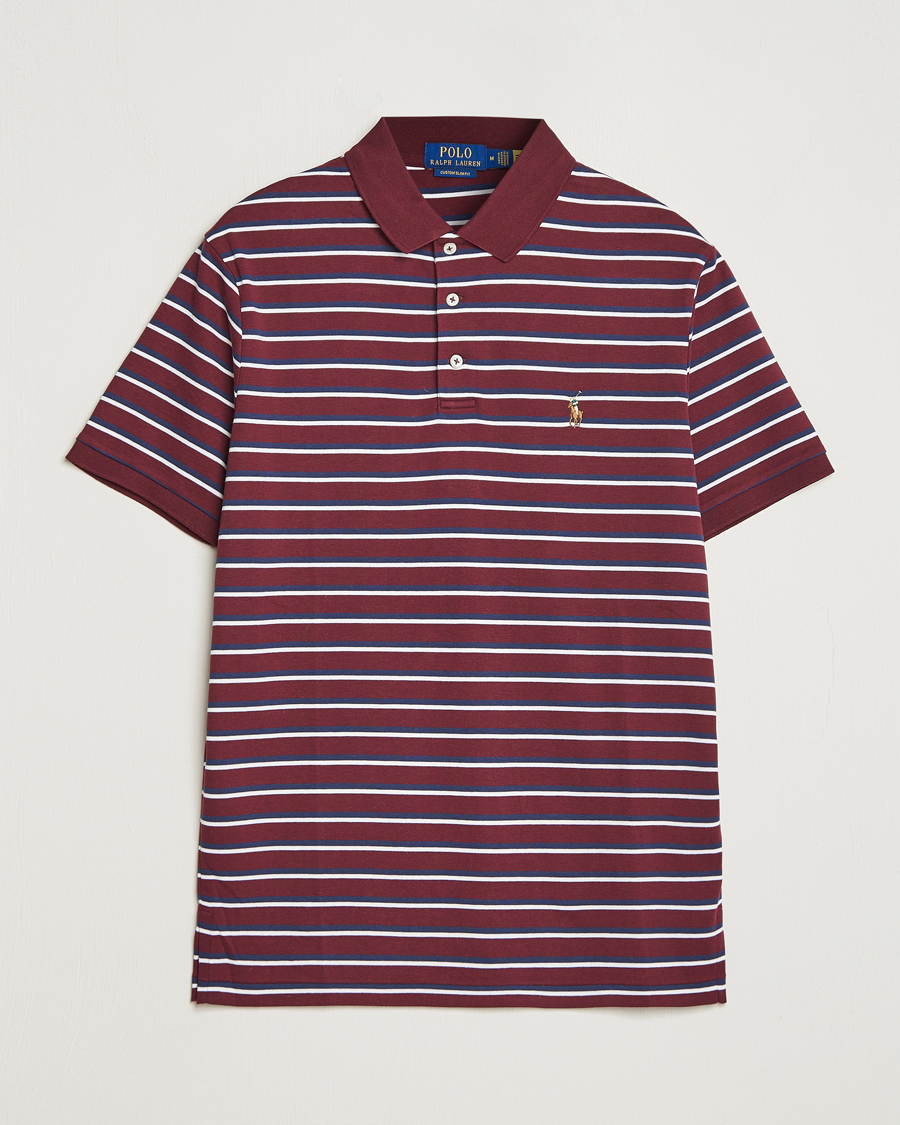 Herre | Pikéer | Polo Ralph Lauren | Luxury Pima Cotton Striped Polo Harvard Wine/White
