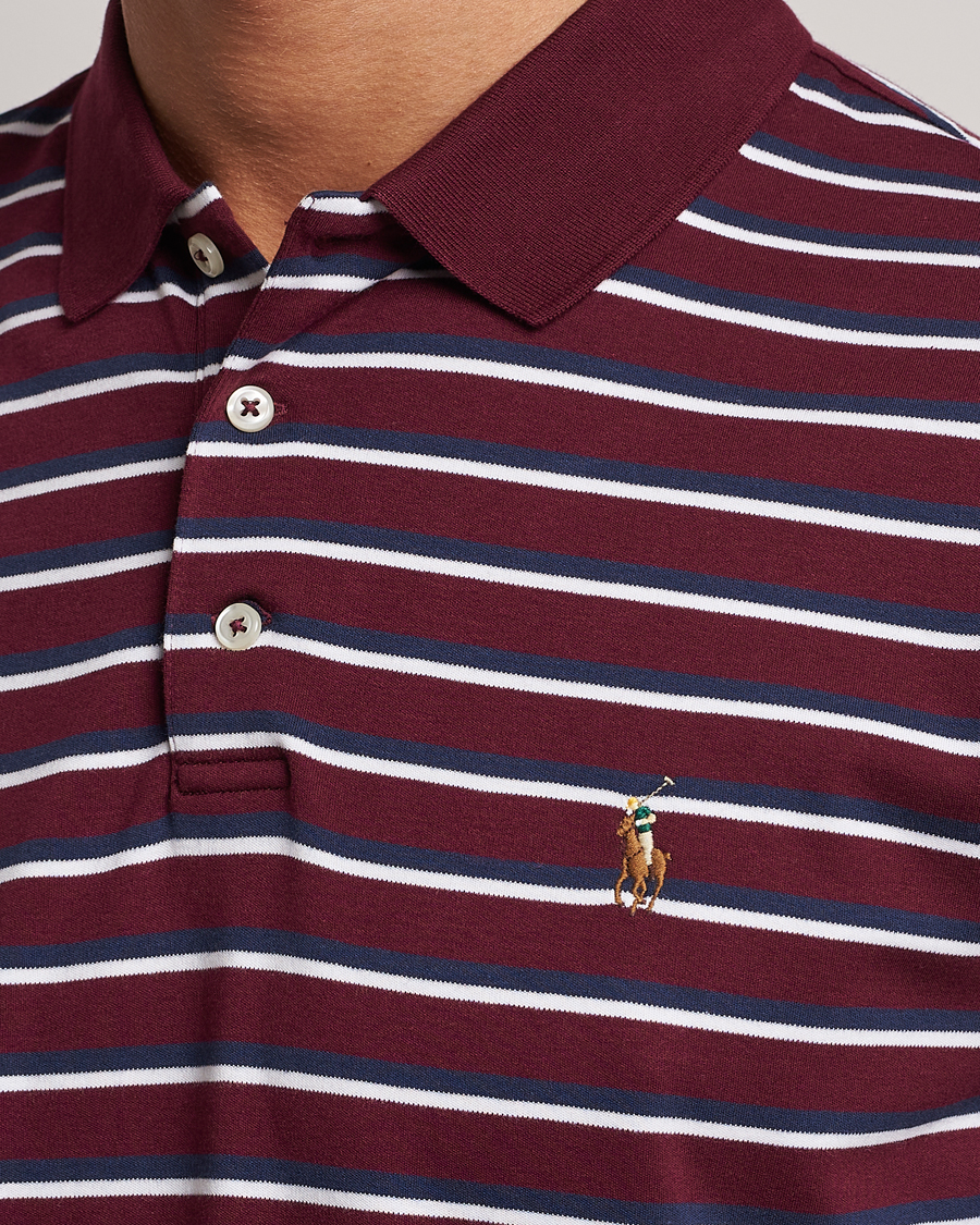 Herre | Pikéer | Polo Ralph Lauren | Luxury Pima Cotton Striped Polo Harvard Wine/White