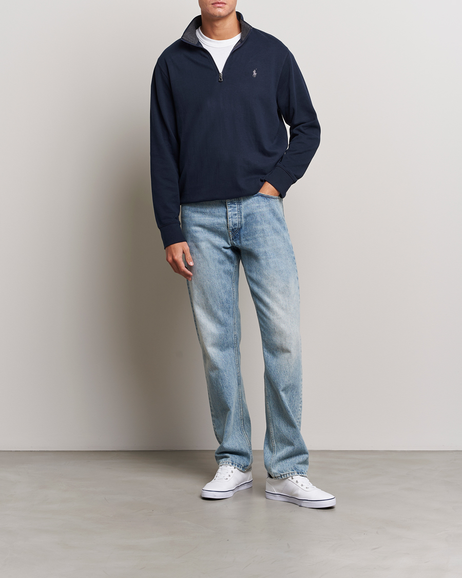 Herre | Gensere | Polo Ralph Lauren | Double Knit Half-Zip Sweater Aviator Navy
