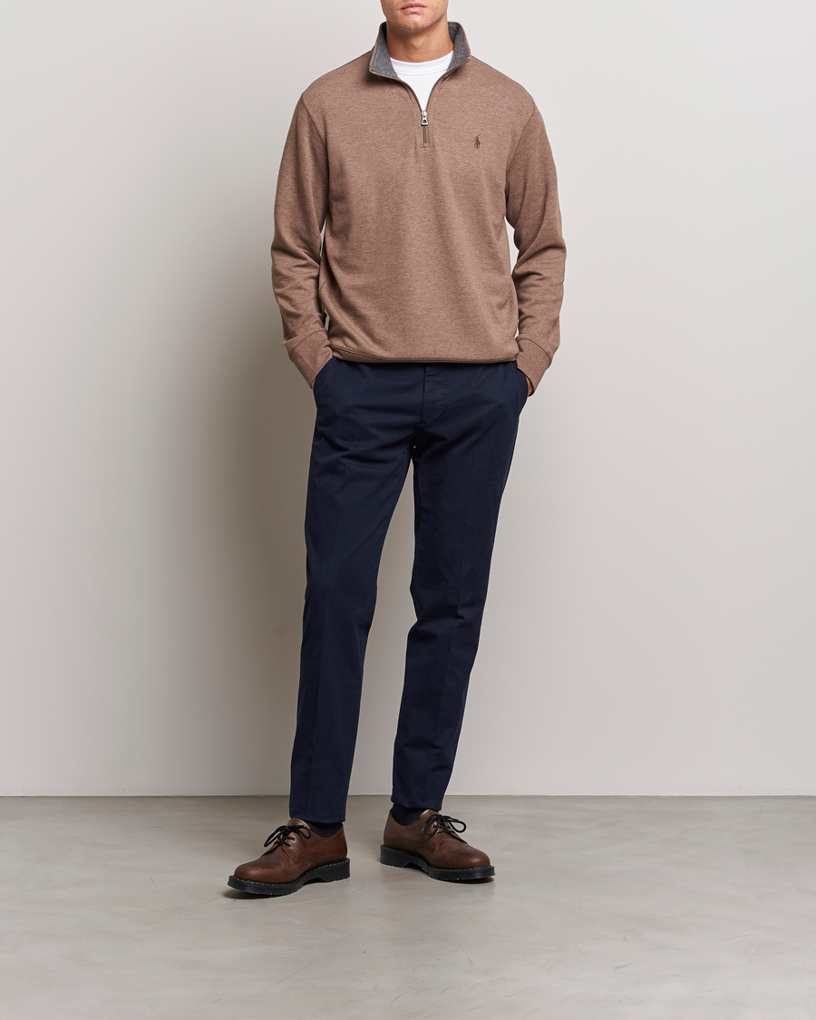 Herre | Gensere | Polo Ralph Lauren | Tech Double Knit Half Zip Brown Heather