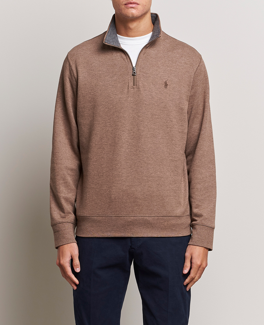 Herre | Gensere | Polo Ralph Lauren | Tech Double Knit Half Zip Brown Heather