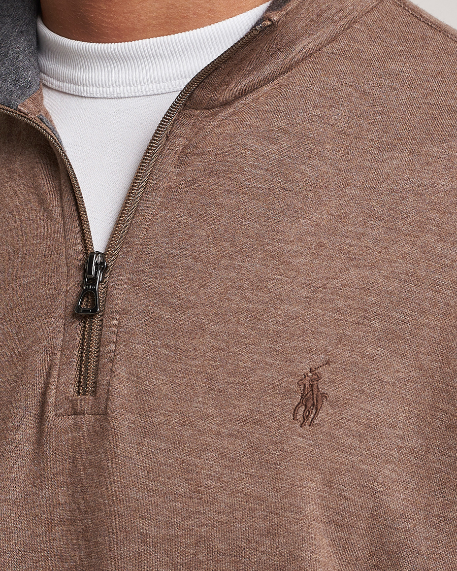 Herre | Gensere | Polo Ralph Lauren | Tech Double Knit Half Zip Brown Heather