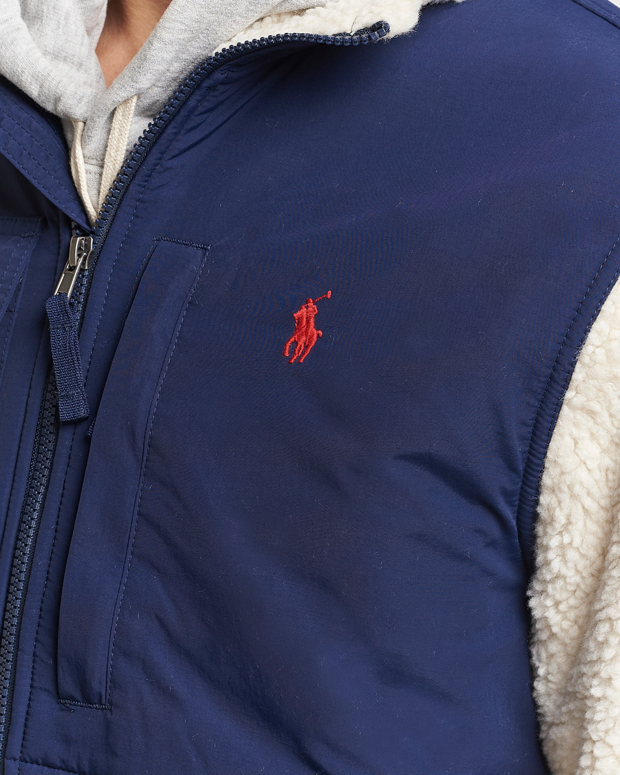 Herre | Gensere | Polo Ralph Lauren | Bonded Sherpa Full Zip Sweater Cream/Newport Navy