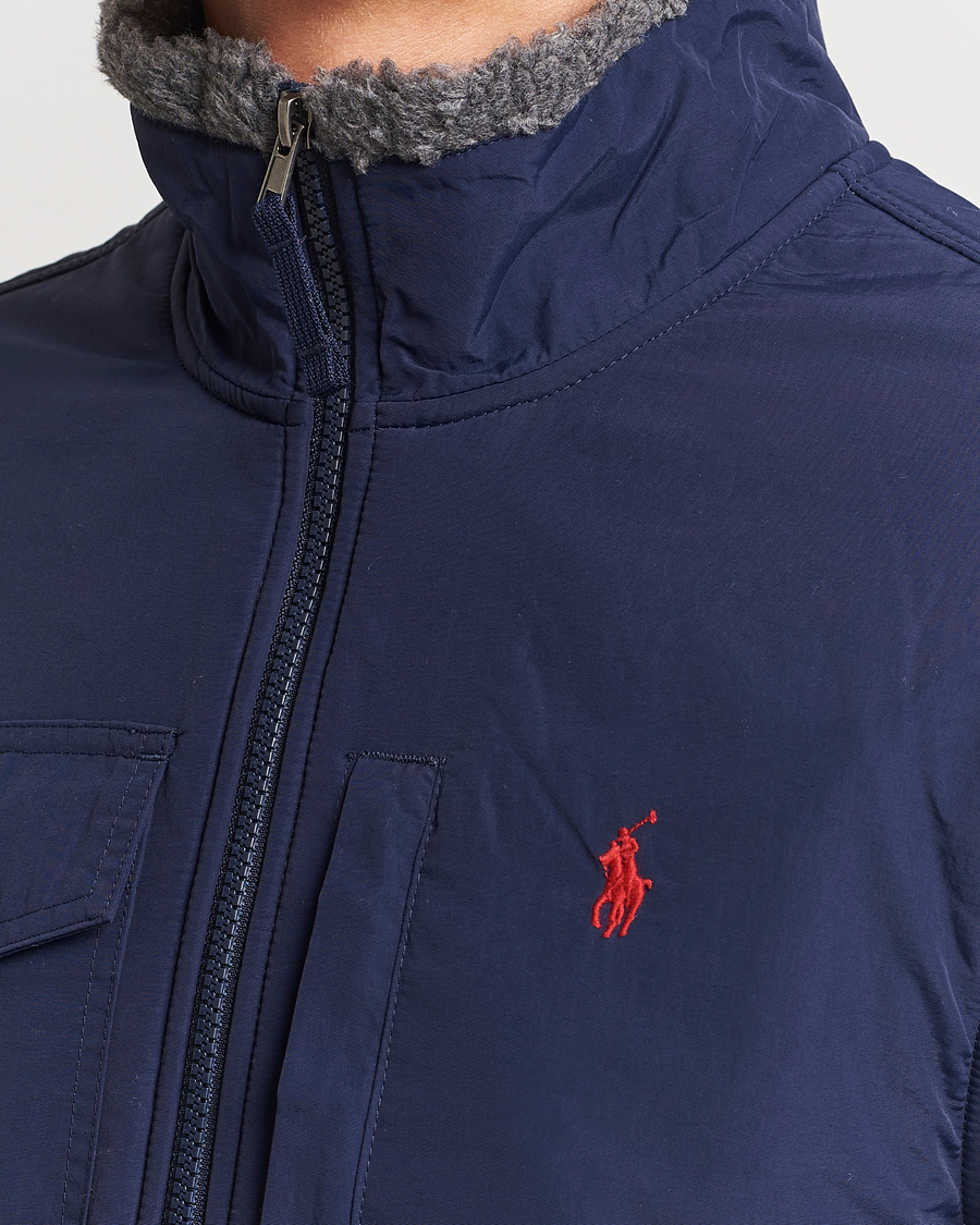 Herre | Gensere | Polo Ralph Lauren | Bonded Sherpa Full Zip Sweater Grey/Newport Navy