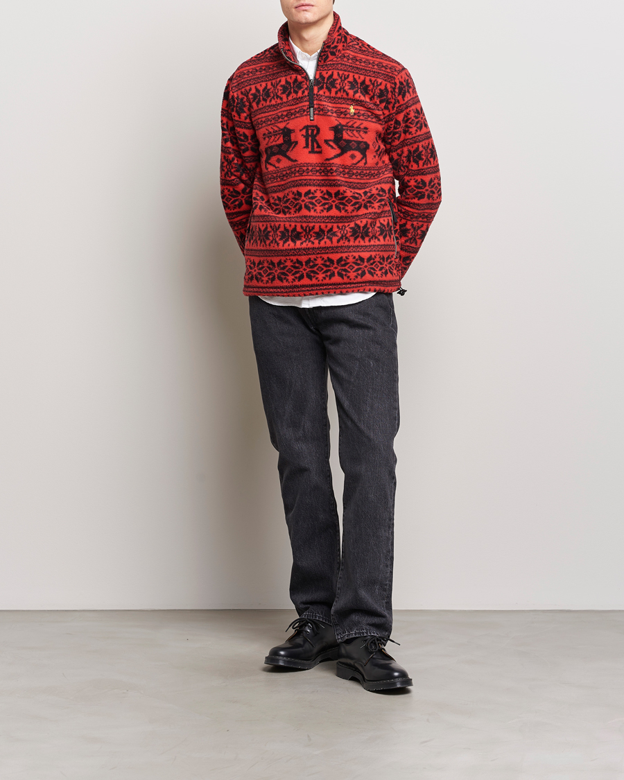 Herre | Gensere | Polo Ralph Lauren | Fairisle Half Zip Sweater Martin Red