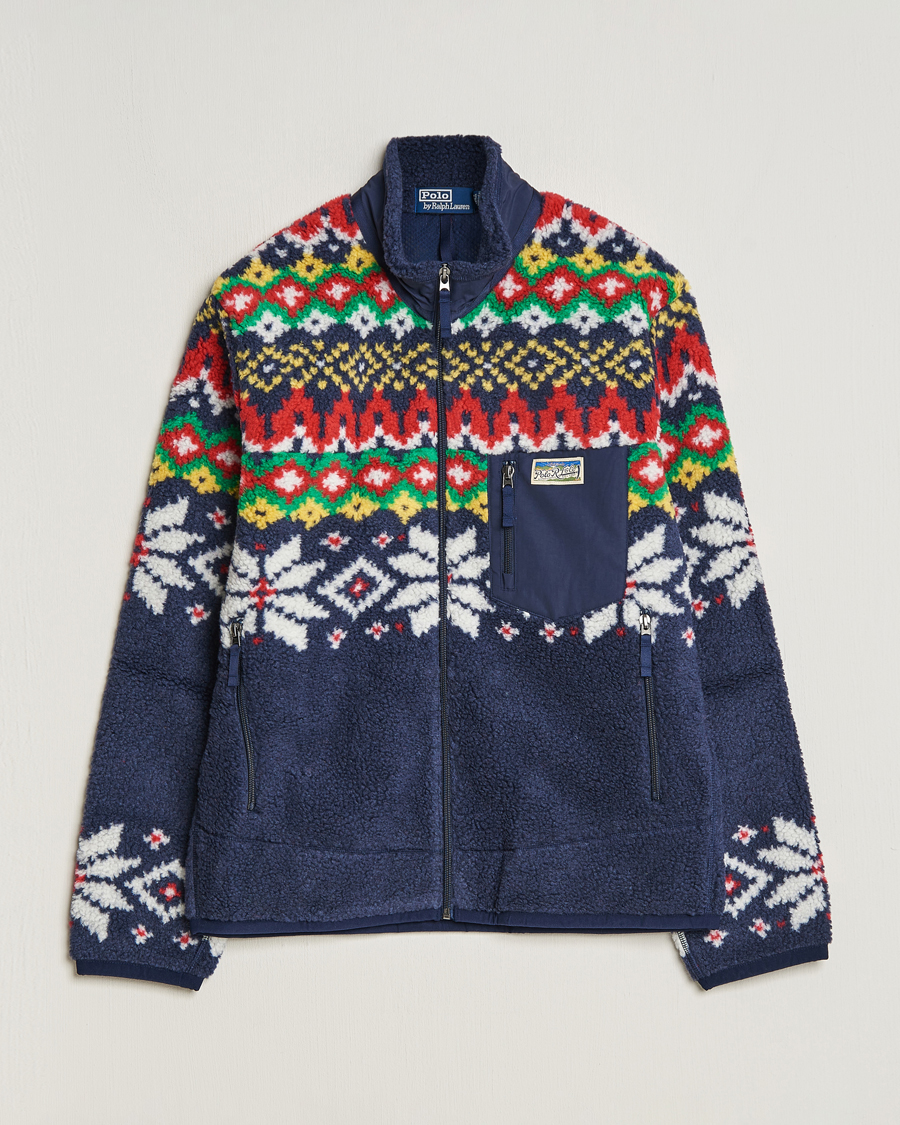 Herre | Gensere | Polo Ralph Lauren | Bonded Hi-Pile Snowflake Fairisle Full Zip Navy