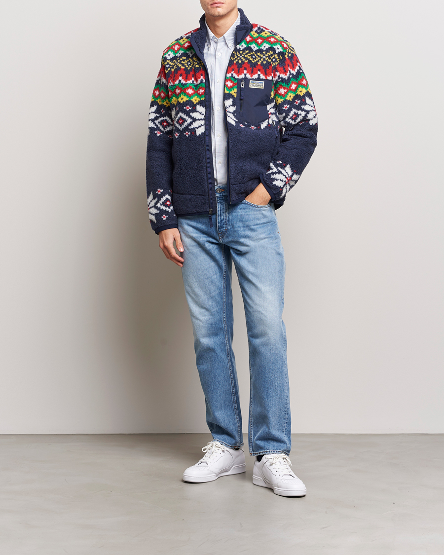 Herre | Gensere | Polo Ralph Lauren | Bonded Hi-Pile Snowflake Fairisle Full Zip Navy