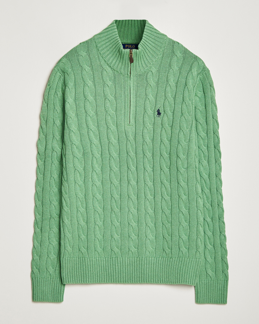 Herre | Gensere | Polo Ralph Lauren | Cotton Cable Half Zip Sweater Field Green Heather