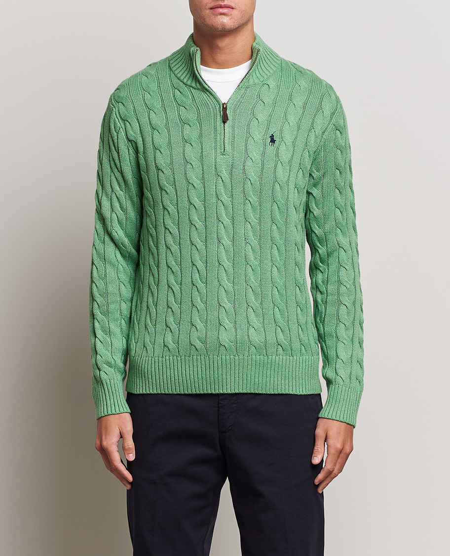 Herre |  | Polo Ralph Lauren | Cotton Cable Half Zip Sweater Field Green Heather